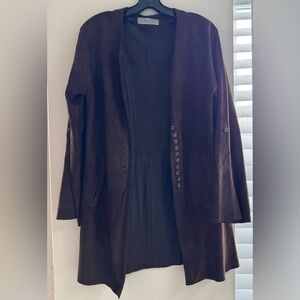 Uterque Dark Brown Leather Suede Jacket